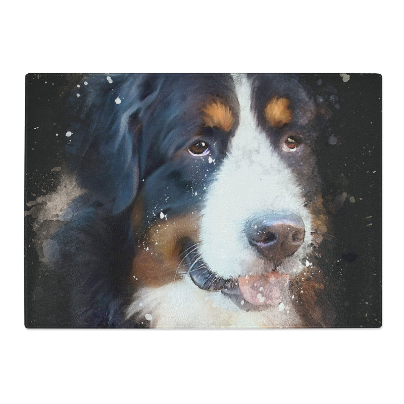 Bermese Mountain Dog Paint Splash Chopping Board, 0.4cm H x 28.5cm W x 39cm L