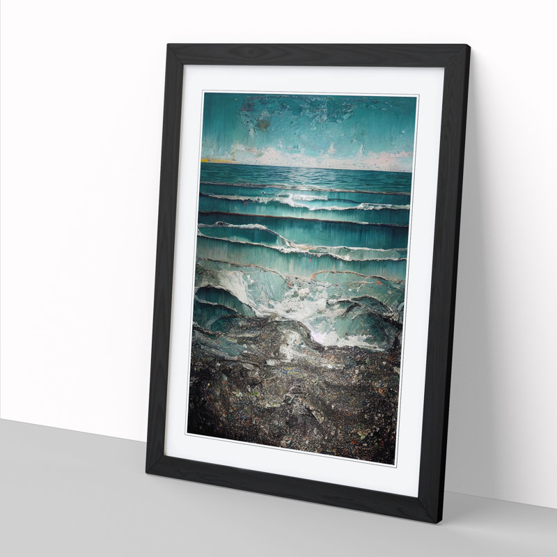 FRM-V0523-304X Broken Ocean - Picture Frame Print, Black Framed, 64cm H x 46cm W