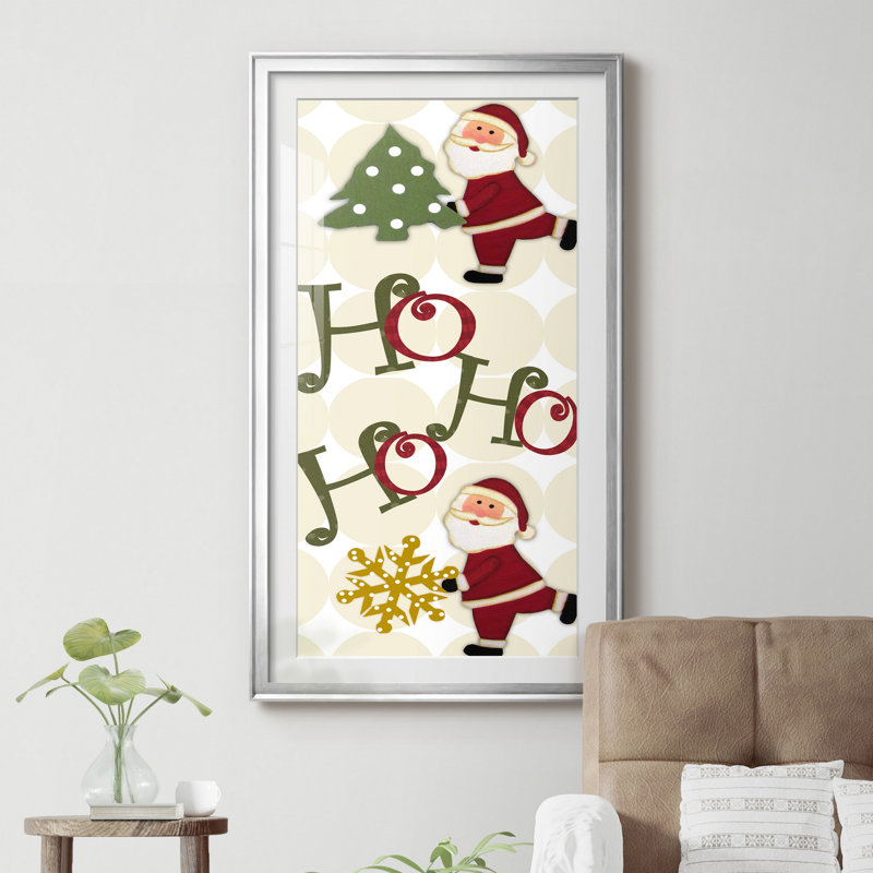 Santa Hoho Ho - Reproduction d'art textuel sur papier encadré, H 14,5 po x l 26,5 po x P 1,5 po, Encadrement argenté
