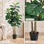Figuier lyre artificiel de 154 cm avec pot, grande plante d'intérieur artificielle (Ficus lyrata) pour la décoration.
