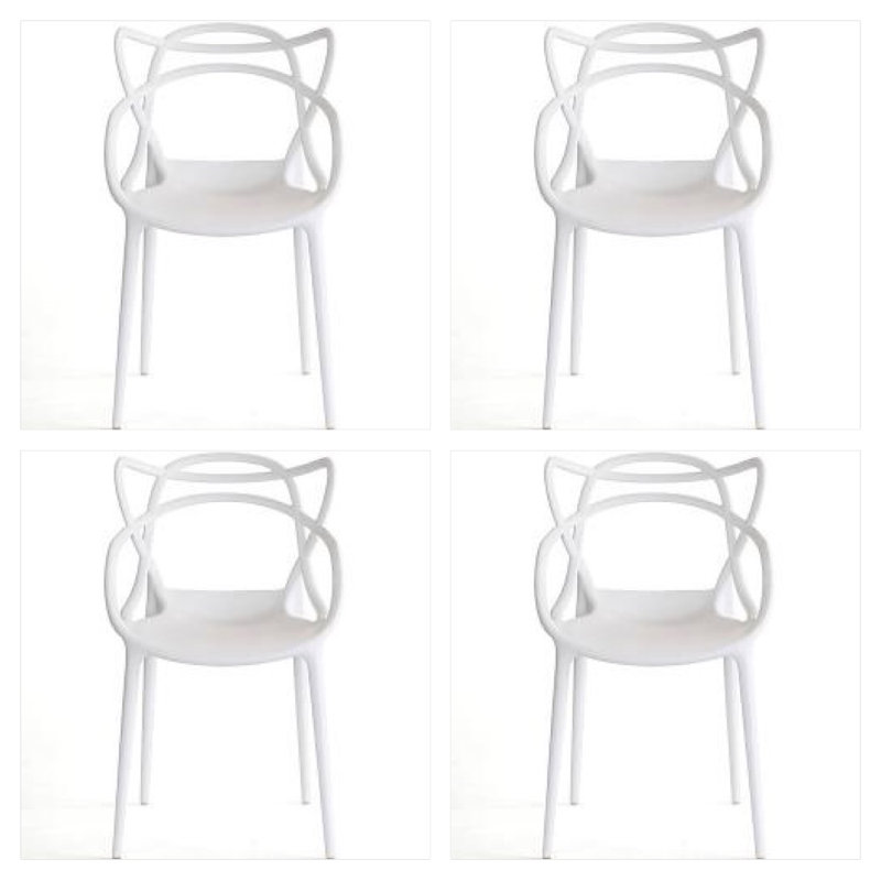 Chaise avec accoudoirs empilable Stilton, Blanc