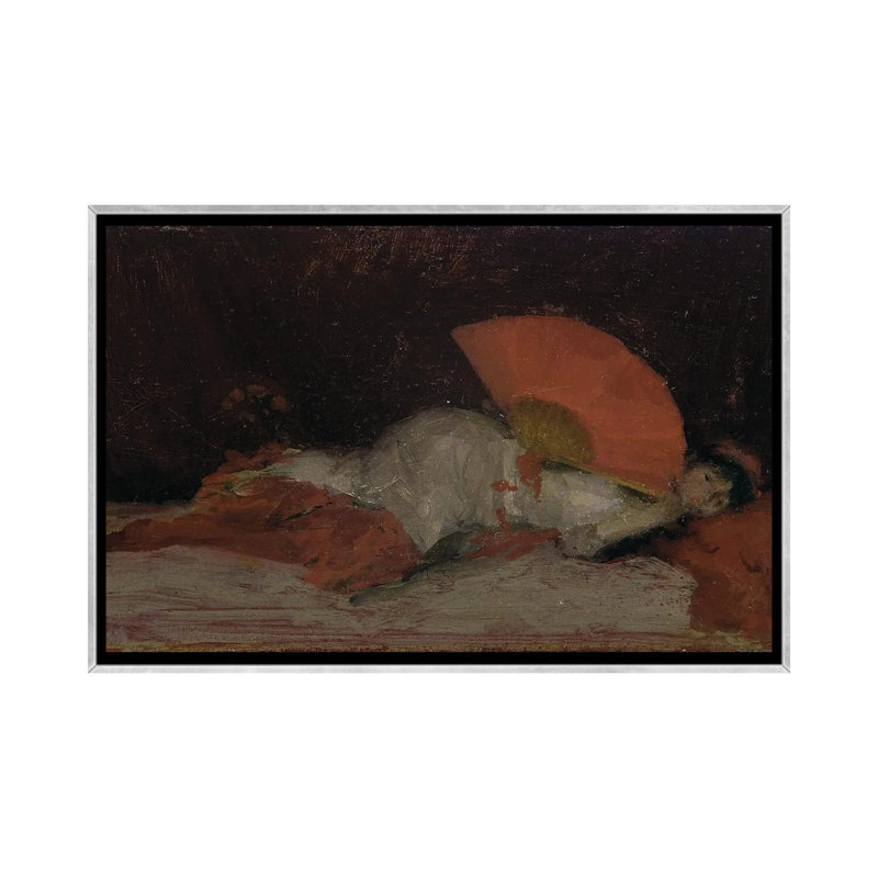 Note En Rouge L'Eventail - reproduction d'art murale, 40 po x 60 po, Toile avec cadre, Argent