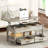 Lift Top Coffee Table, 3-in-1 Multifunctional Coffee Table with Drawers and Hidden Compartments