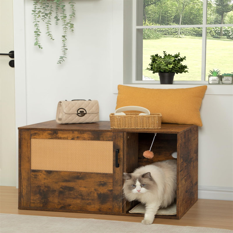 Emri Litter Box Enclosure, Rustic Brown