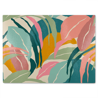 Artistic abstract leaves Designer Glass Chopping Board