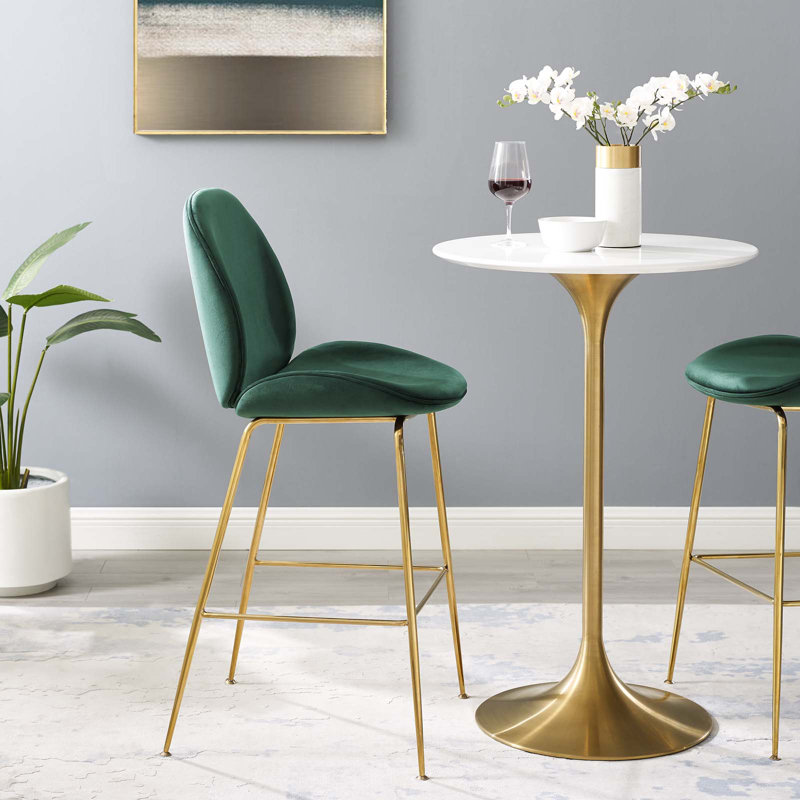 Tabouret de comptoir Scoop Gold, Rose, Tabouret de bar (assise de 30 po de hauteur)