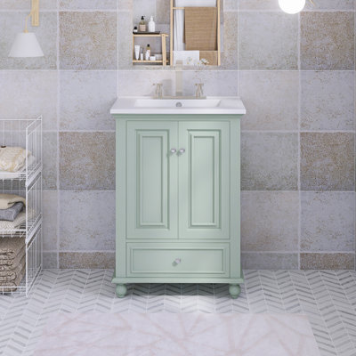 Meuble-lavabo autoportant 24,4 po avec comptoir en céramique