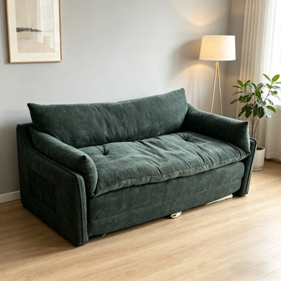 66'' Convertible Folding Sofa Chair One-click Bed Soft Sponge Padding Modern Minimalist Style--Arrtle Furniture