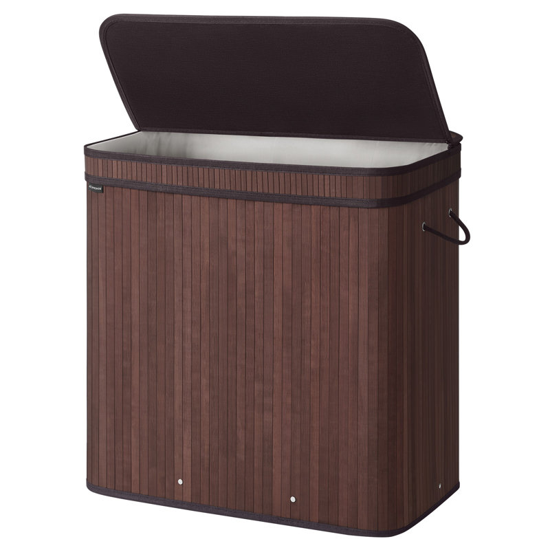 Bamboo Laundry Basket, 24" H x 24.6" W x 16.3" D, Brown