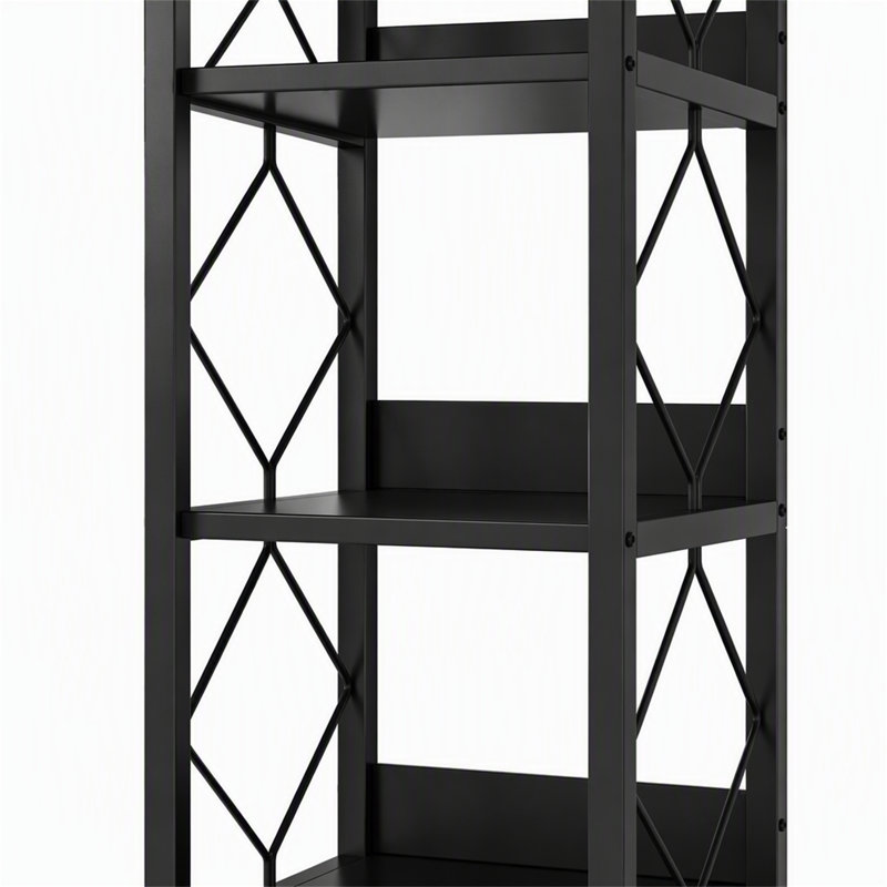 Étagère de coin à 7 niveaux, bibliothèque d'angle étroite de 78,7 pouces, Black