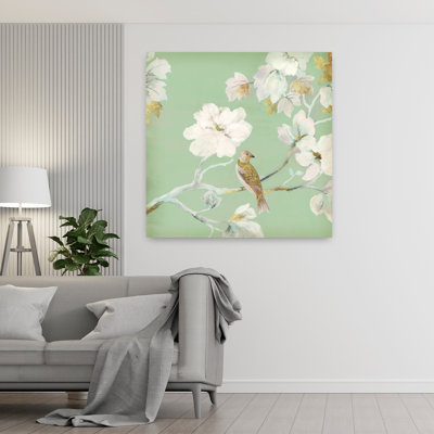 «Paradise Sound I Delicate Elegant Serene Bird», art floral