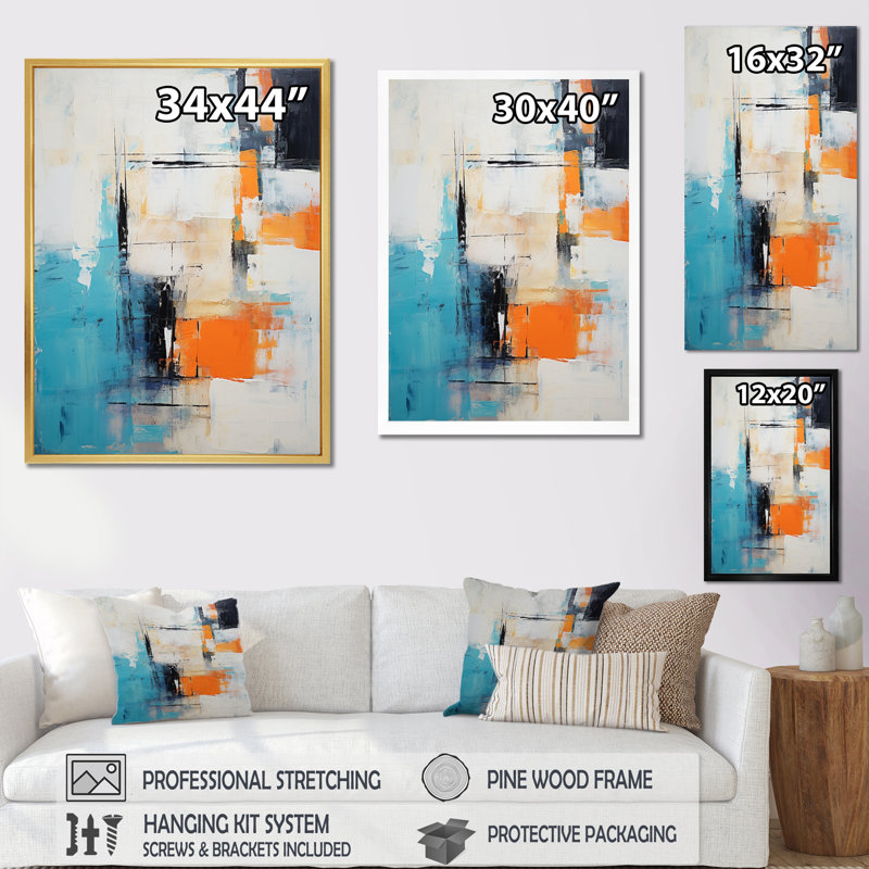 Cubist Visions Deconstructed Minimalism I - Abstract Painting Canvas Art Print, H 44 po x l 34 po x P 1,5 po
