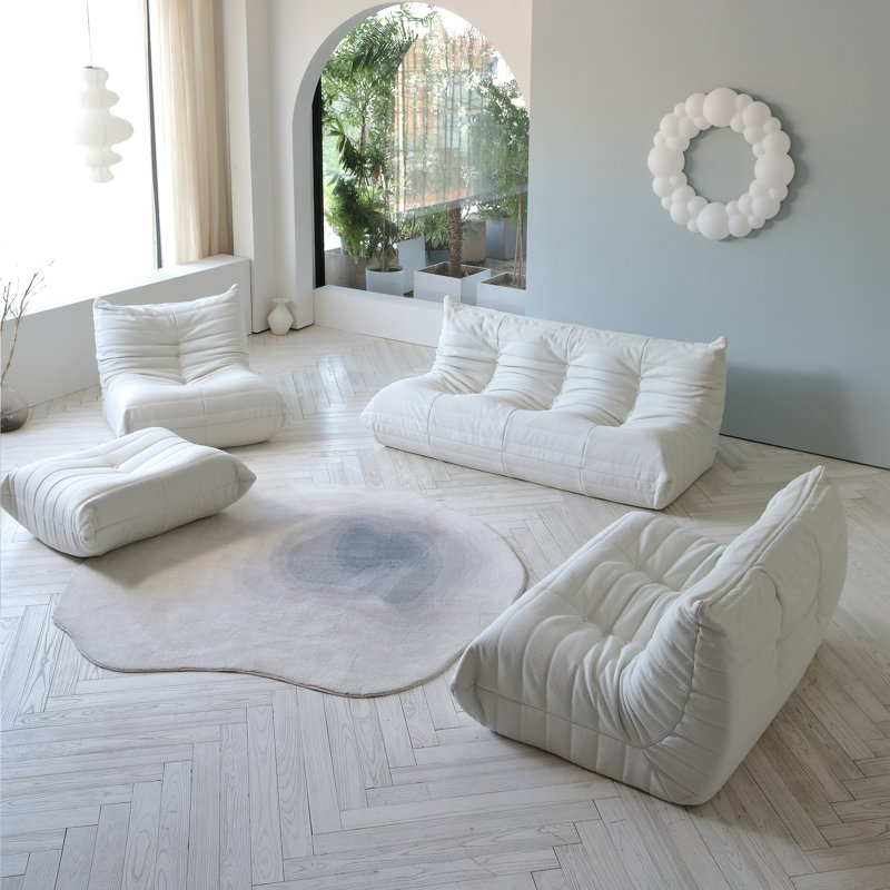 Chaise longue en velours, Blanc / Blanc