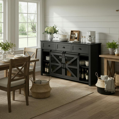 Sideboard Cabinet with 3 Drawers, Adjustable Shelves by Ophelia & Co.