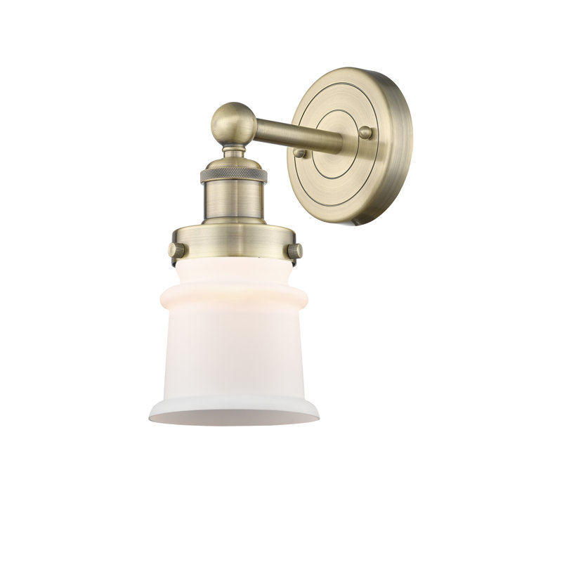 Charlo Armed Sconce, Matte White, Antique Brass