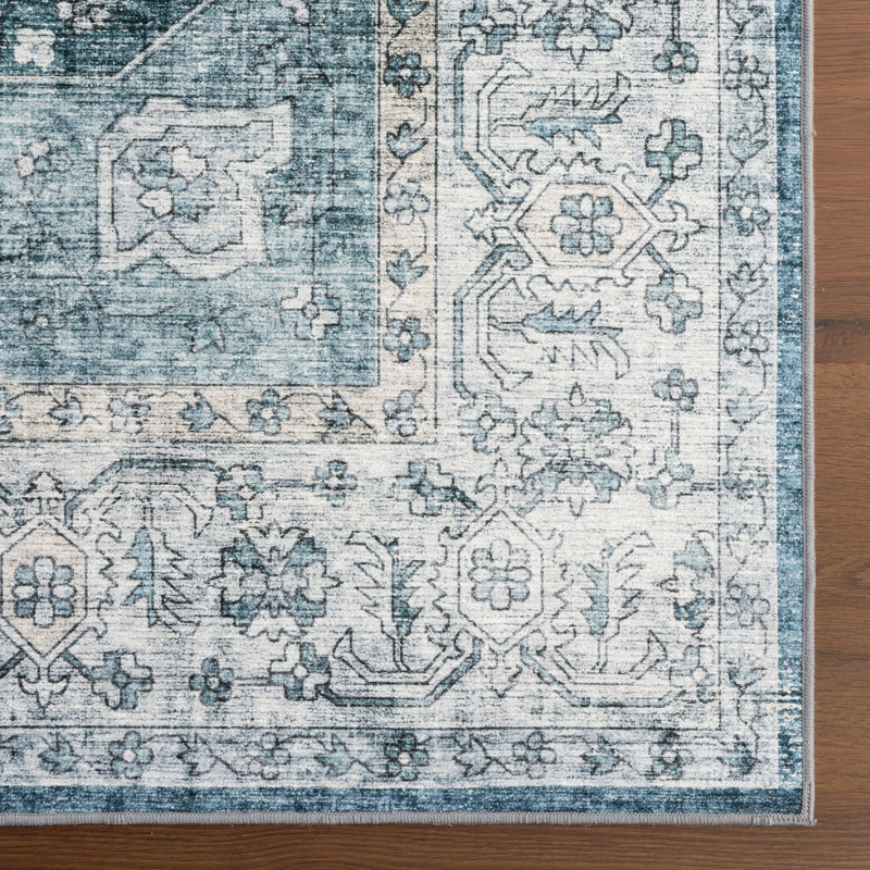 Prairie Medallion SplashGuard Machine Washable Area Rug, Rectangle 4' x 6'
