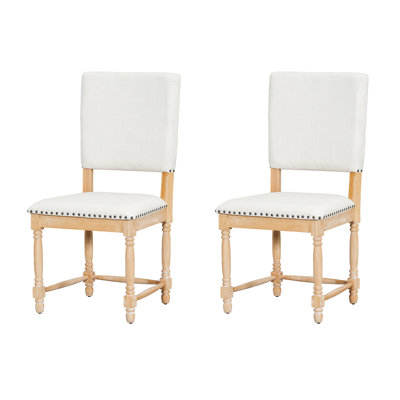 Chaises de salle à manger rembourrées traditionnelles - Bois massif naturel durable de 330 lb, 2 dossiers ergonomiques de 2 armatures robustes