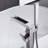 Brushed Nickel Floor Mount Tub Filler With Waterfall Effect And Hand Shower - Corrosion Bathroom Accessory Spout Handheld Mount,-127368559
