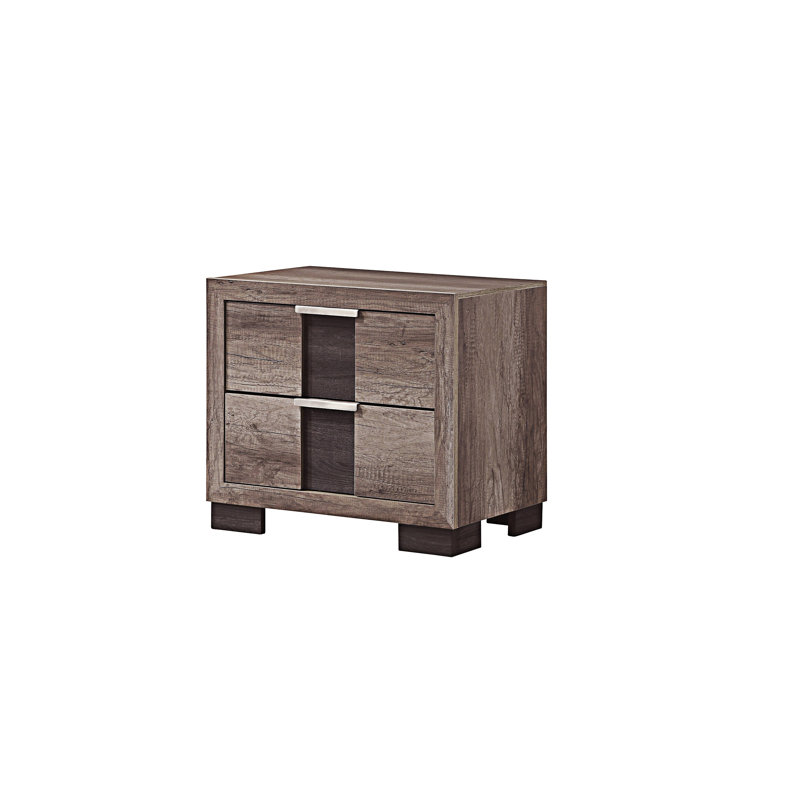 Table de chevet avec tiroirs, Brun