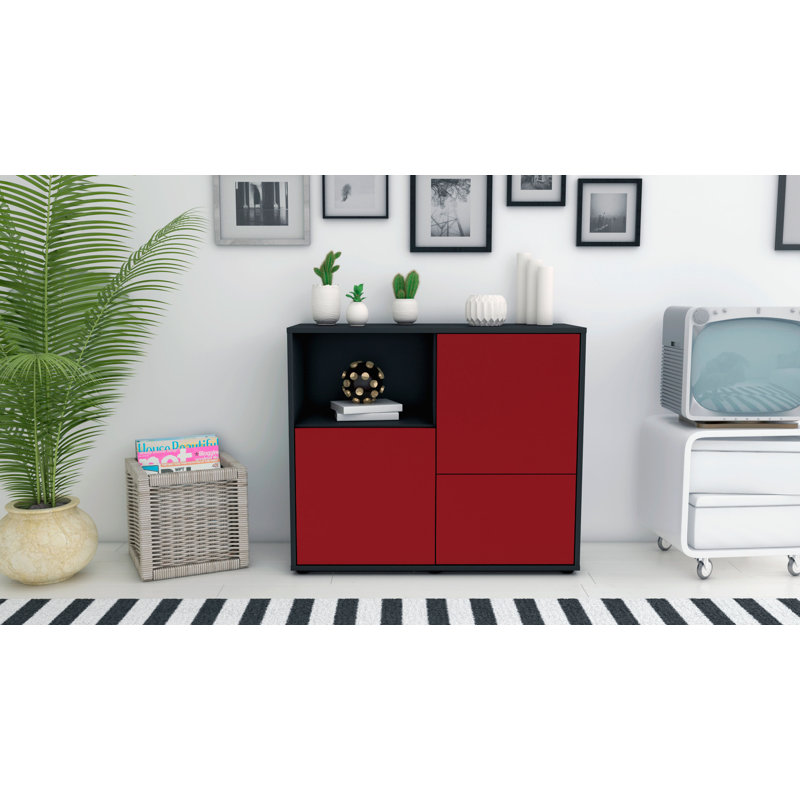Powhattan 92cm Sideboard, Anthracite/Red