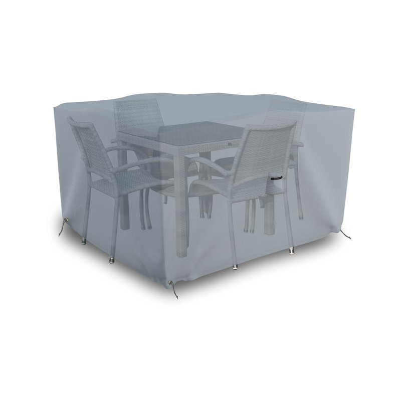 Housse carrée pour l'extérieur pour table et chaises de salle à manger carrée avec évent et cordon de serrage, résistante à l'eau, aux rayons UV et aux déchirures