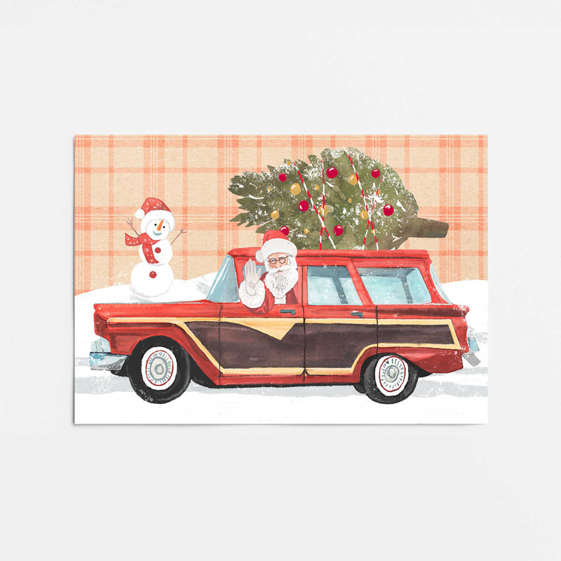 Imprimé wagon du Père Noël, Papier, H 12 po x l 16 po