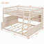 Lit double superposé au-dessus de grand lit double avec tablettes intégrées, lumières à changement de couleur et panneau perforé, beige