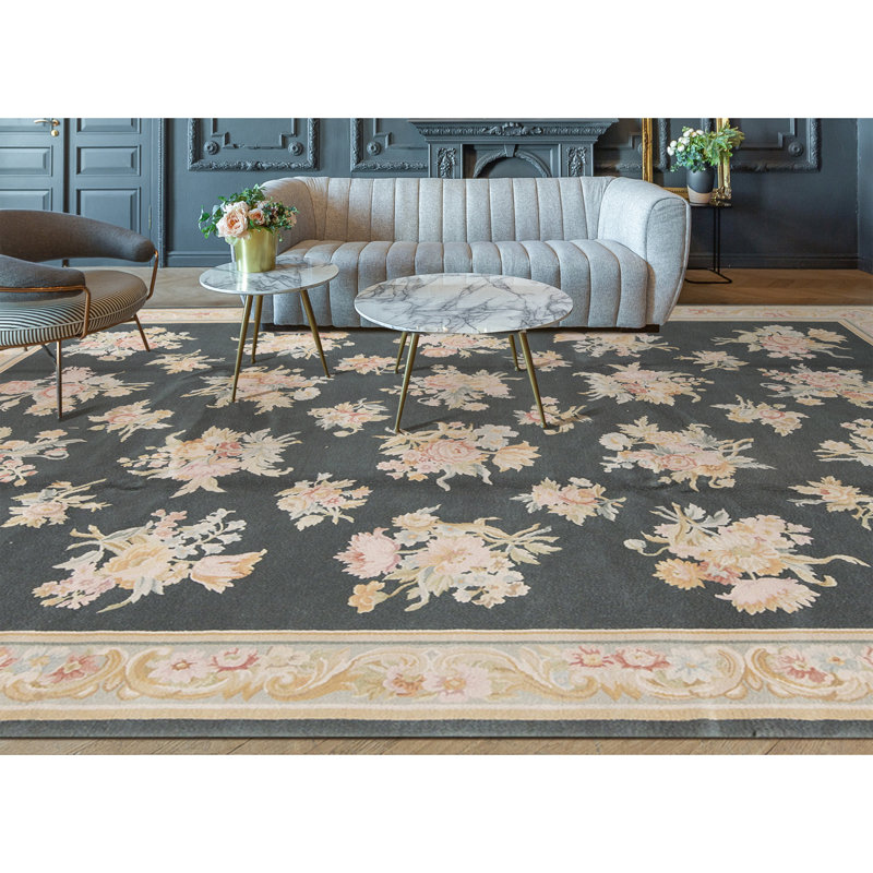 Hand-Knotted High-Quality Green and Gray Area Rug