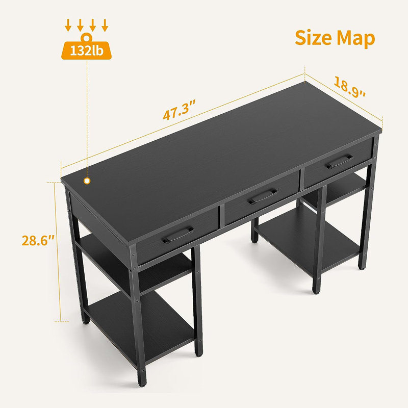 Bureau d'ordinateur Cavisson, Noir
