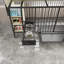 Cage pour animaux avec fonction d'alimentation - fer et, compartiment beige et cadre de main courante, +