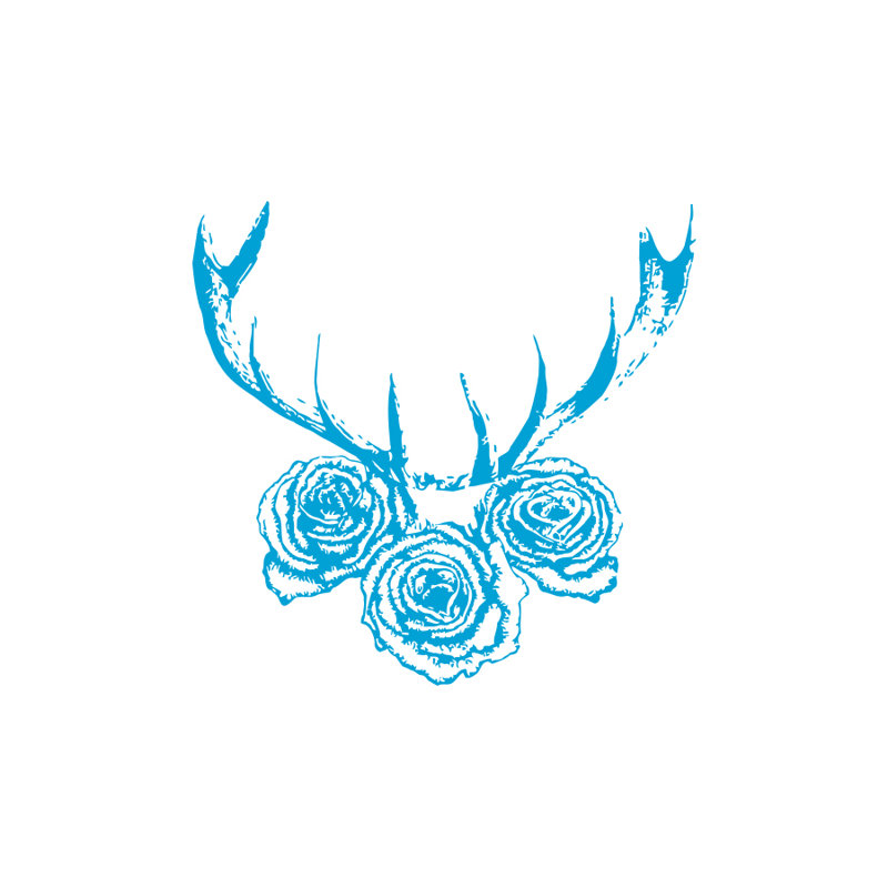 Décalcomanie murale cerf antler, Bleu givré