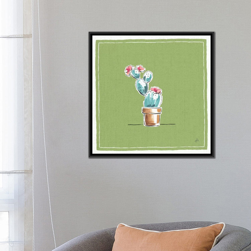 « désert fleuri ix », impression sur toile, H 26 po x l 26 po x P 1,5 po, Toile avec cadre flottant noir, Pas de tapis