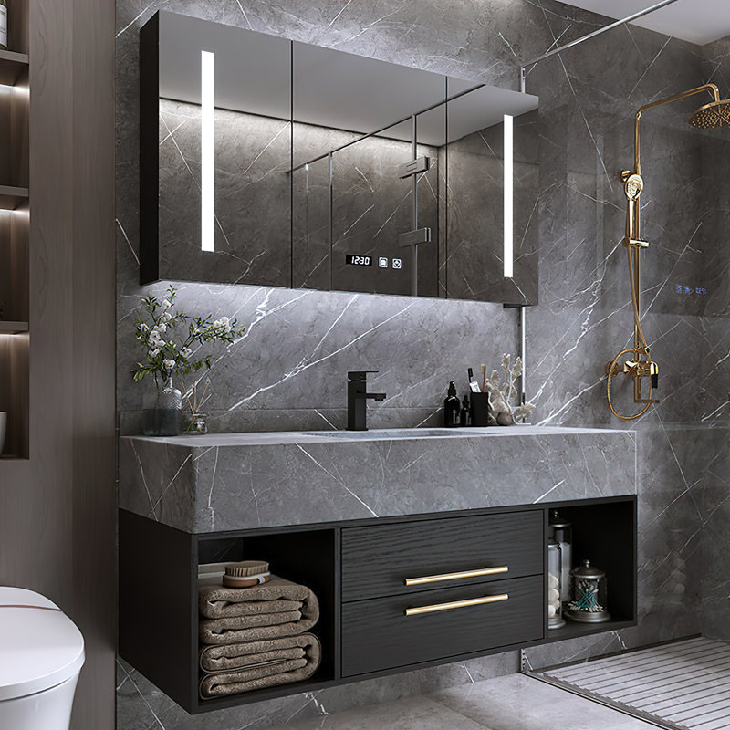 Ensemble de meuble-lavabo mural 39,4 po Guiles, Black