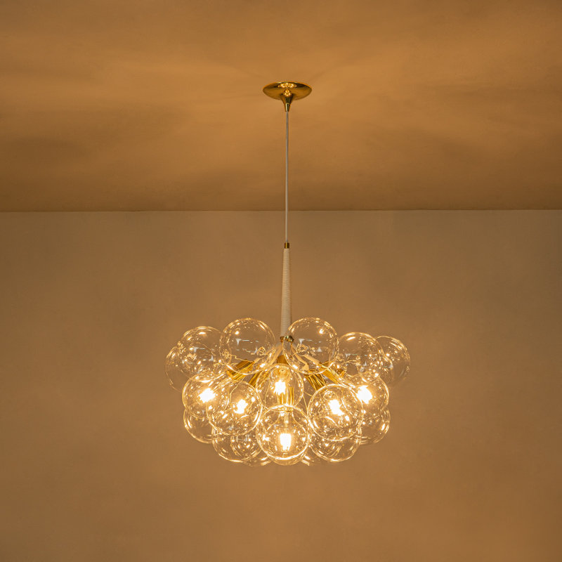 Lustre à intensité variable 6 lumières Meyana, Doré / Blanc