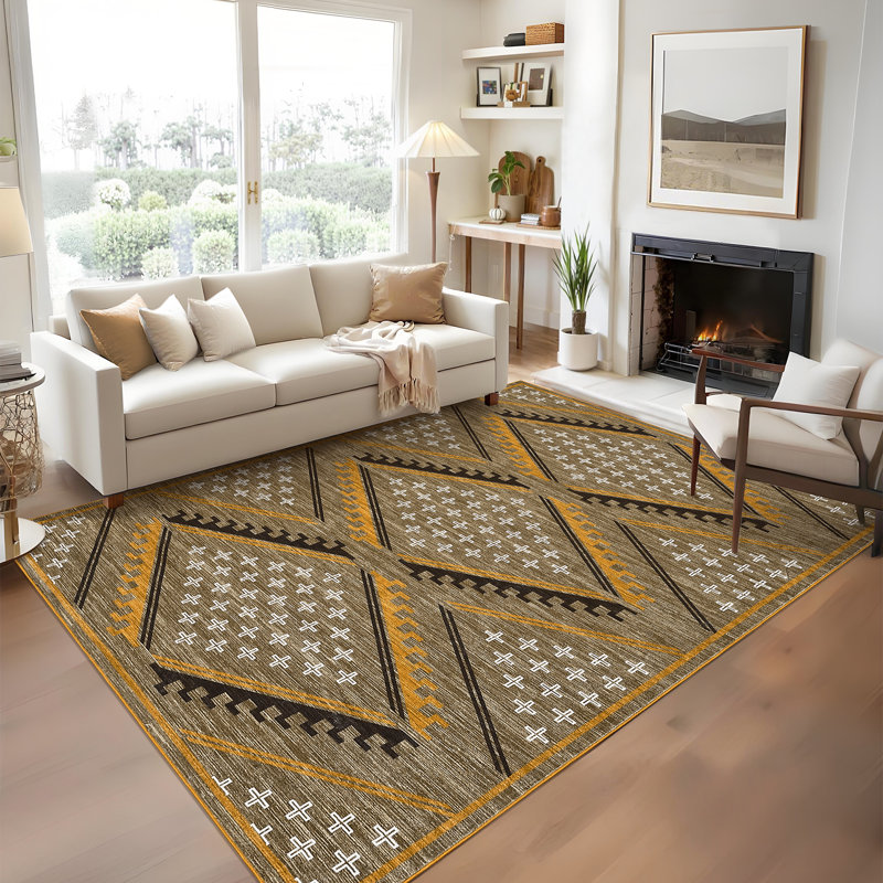 Washable Area Rug,Area Rugs Stain-Resistant Thin Carpet with Reinforced Edges,Vintage Design for Living Room,Bedroom,Entry