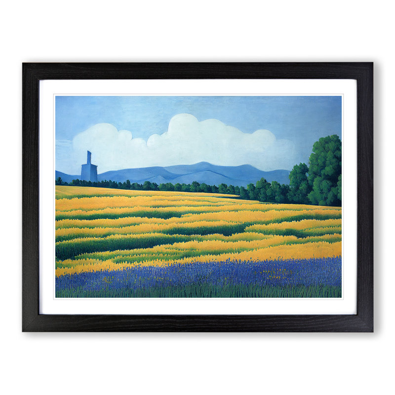 Dashing Bluebell Field - Single Picture Frame Print, Black, 46cm H x 64cm W x 2cm D