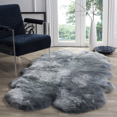 Solid Colour Sheepskin Area Rug