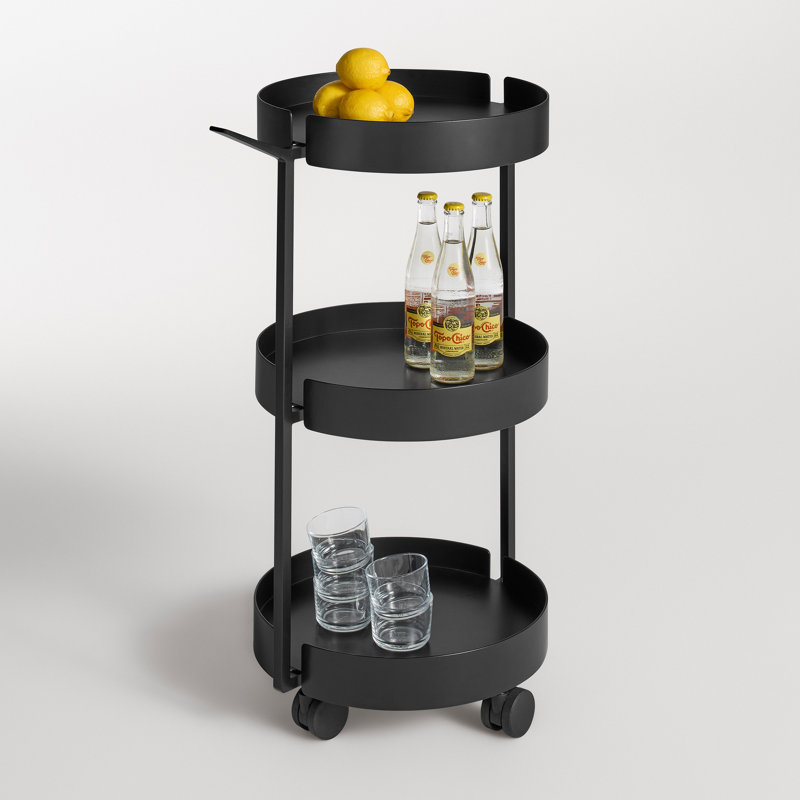 Scoots McGee Powder Coated Steel Bar Cart, Black, Black