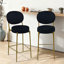 Ensemble de 2 tabourets de bar modernes en velours avec pieds en métal dorés et tabourets de comptoir ronds pour îlot de cuisine, bar personnel (noir)-1060564331