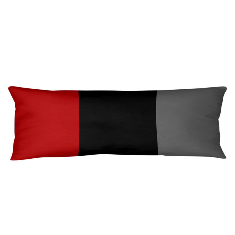 Oreiller pour le corps Addison Stripes (avec insert amovible), Écarlate / noir / gris