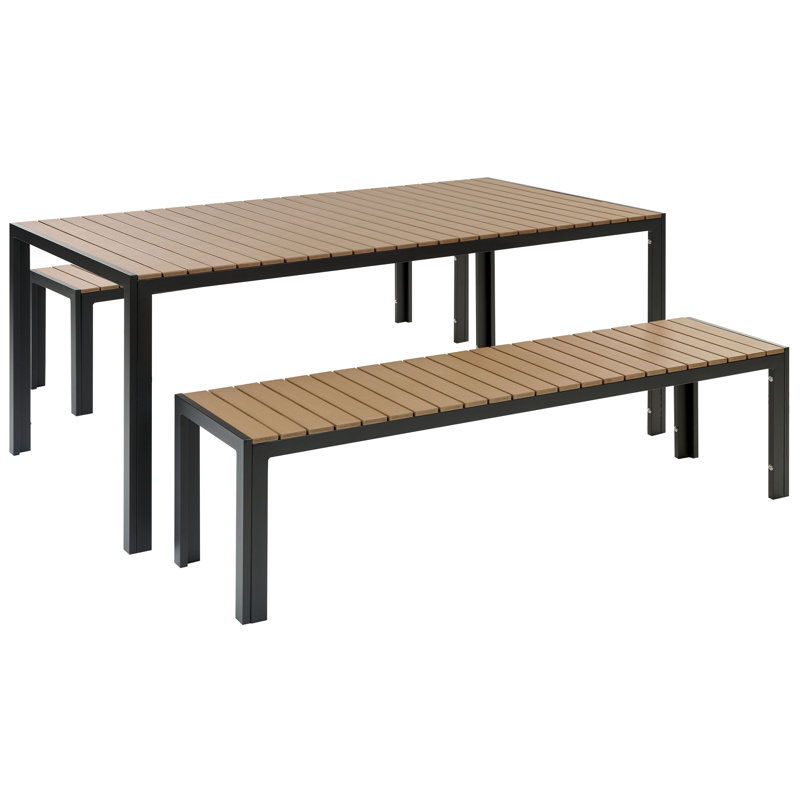 6 - Person Patio Dining Set with Rectangular Table, Black/Light Brown