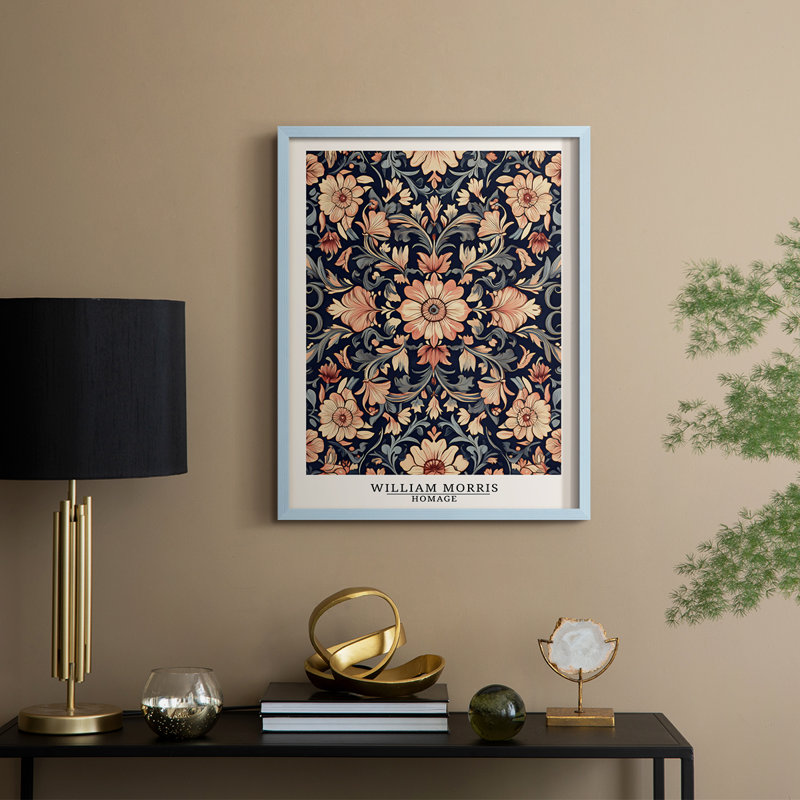 Imprimé encadré en bois massif de la série Dccxxlvii de William Morris_HMOAI50850, Bleu, 15" H x 12" W