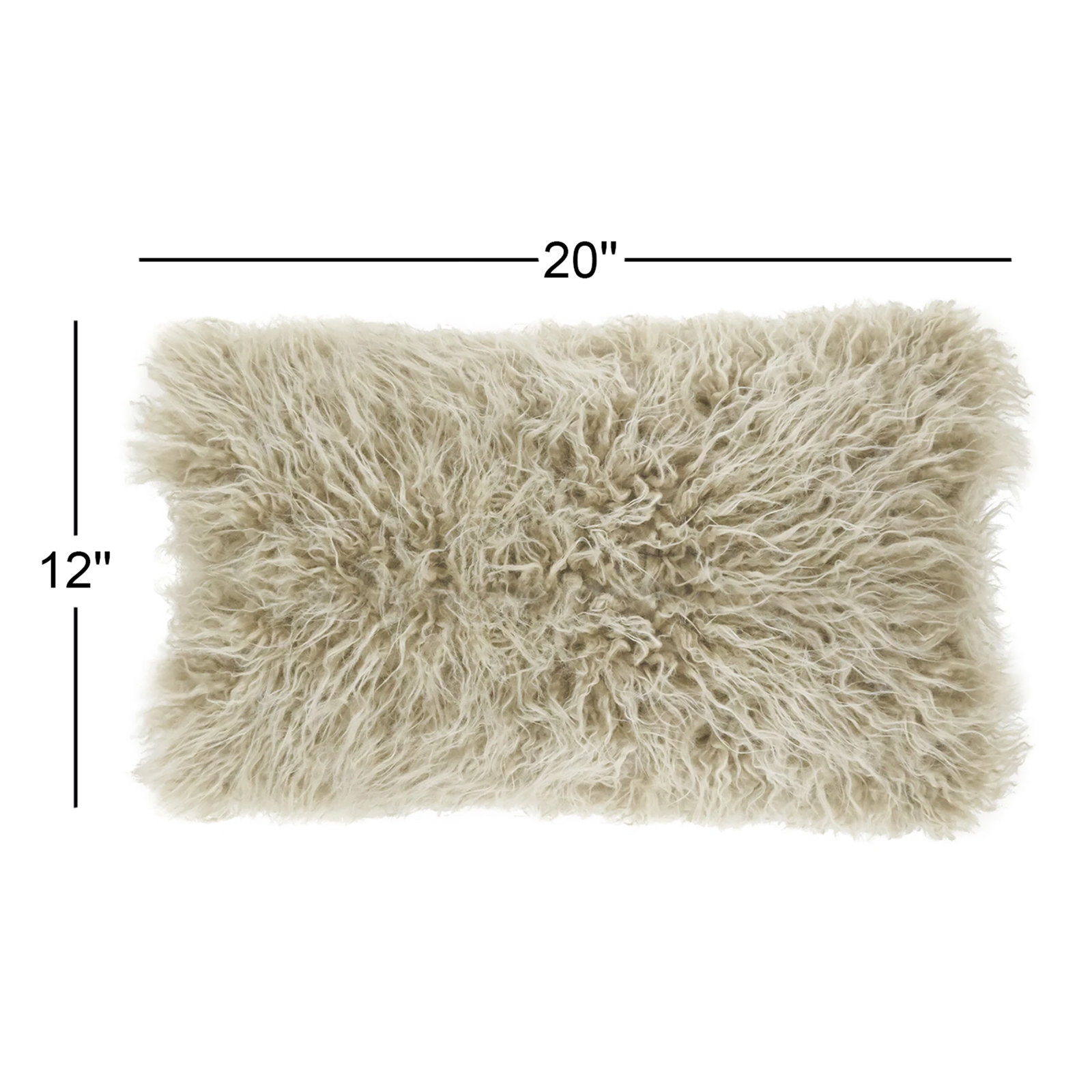 Faux Fur Lumbar Throw Pillow, Oatmeal, 12"H x 20"W