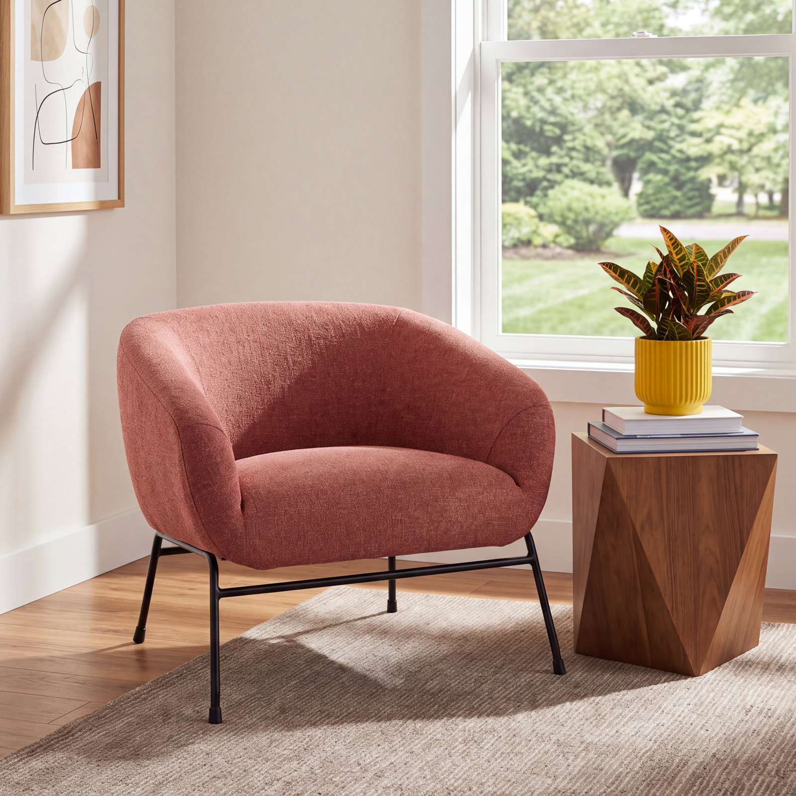 Avram Barrel Chair, Nathan Coral Tweed