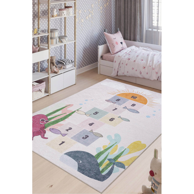 Tapis décoratif Hopscotch, Rond 5 pi