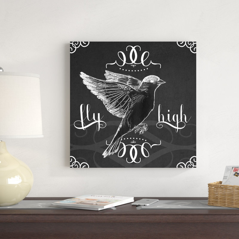 Tableau noir, oiseau I, H 20 po x l 20 po x P 1,25 po