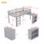 Twin Loft Bed With Construction - Drawer, Shelf Cabinets, Grey Secure Storage Options Drawer &-130040633