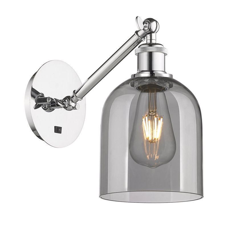 Odaniel Steel Armed Sconce, Light Smoke, Polished Chrome