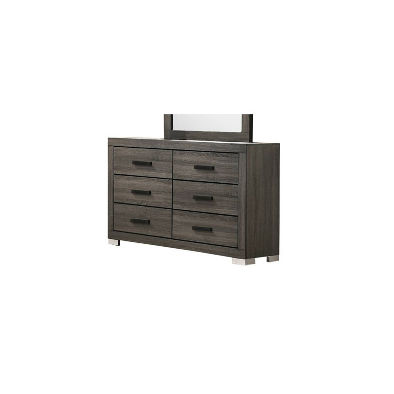 Mobilier de chambre à coucher moderne avec poignées de bar en bois de style transitionnel 1 pièce