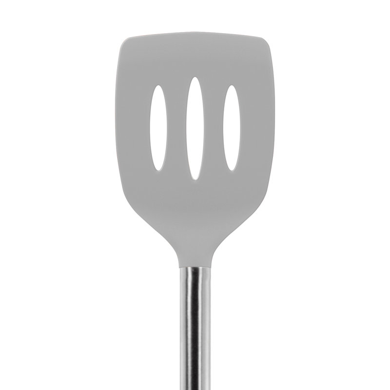 Slotted Turner With Stainless Steel Handle, Oyster Gray
